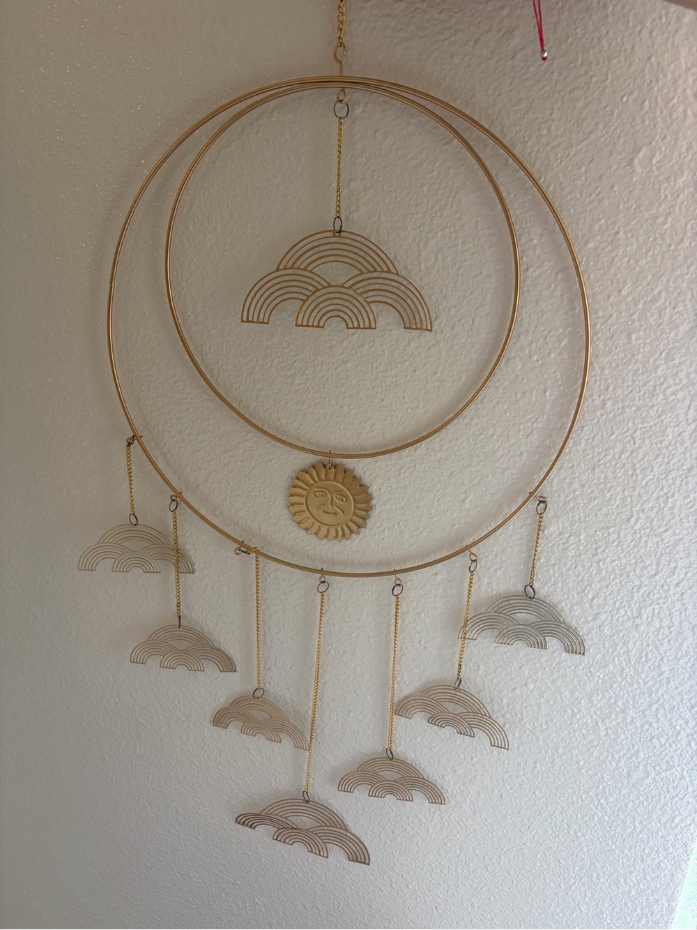 Rainbow brass wind chime sun catcher outdoor